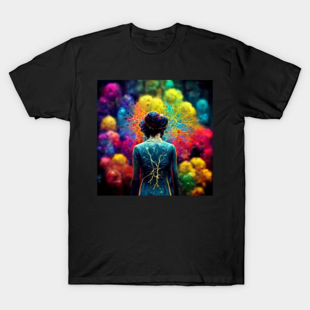 Woman with a colorful background - best selling T-Shirt by bayamba